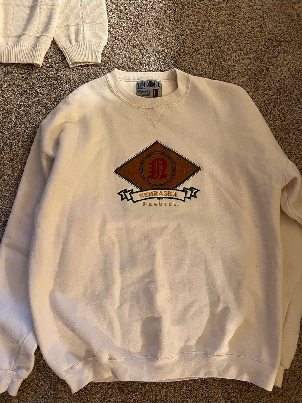 Nebraska Huskers Cream Crewneck Sweatshirt by Time Out